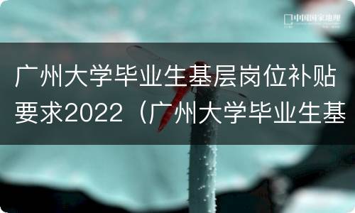 广州大学毕业生基层岗位补贴要求2022（广州大学毕业生基层岗位补贴要求2022年）