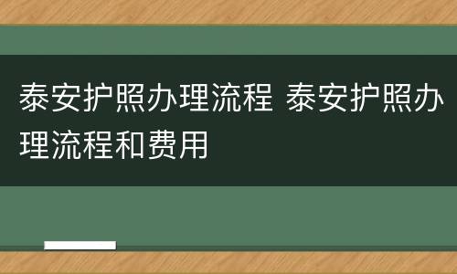 泰安护照办理流程 泰安护照办理流程和费用