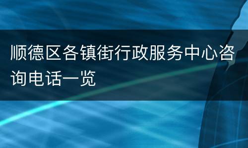 顺德区各镇街行政服务中心咨询电话一览