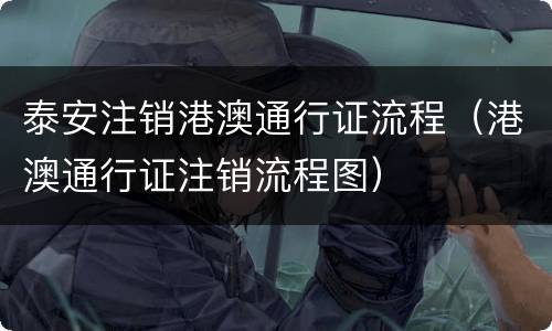 泰安注销港澳通行证流程（港澳通行证注销流程图）