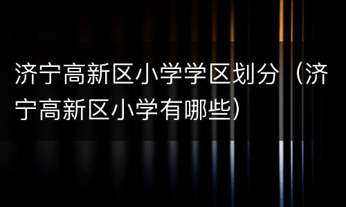 济宁高新区小学学区划分（济宁高新区小学有哪些）