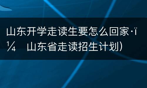 山东开学走读生要怎么回家·（山东省走读招生计划）