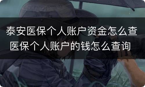 泰安医保个人账户资金怎么查 医保个人账户的钱怎么查询