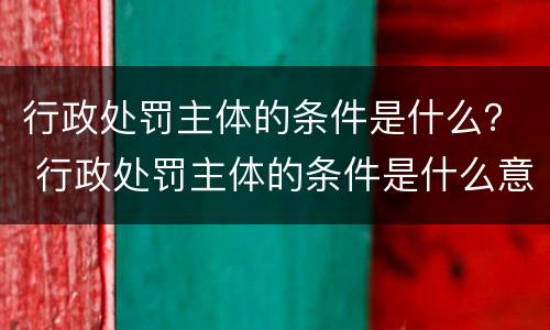 行政处罚主体的条件是什么？ 行政处罚主体的条件是什么意思