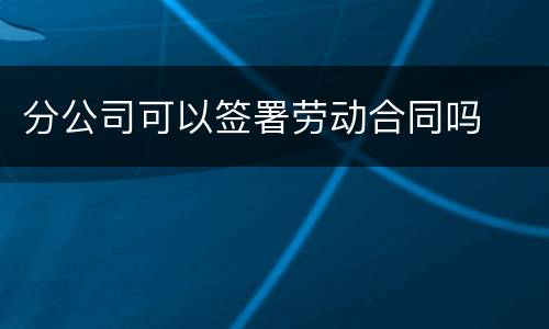 分公司可以签署劳动合同吗