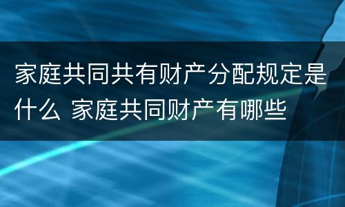 家庭共同共有财产分配规定是什么 家庭共同财产有哪些