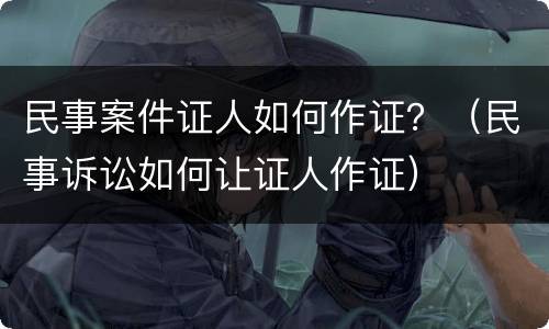 民事案件证人如何作证？（民事诉讼如何让证人作证）