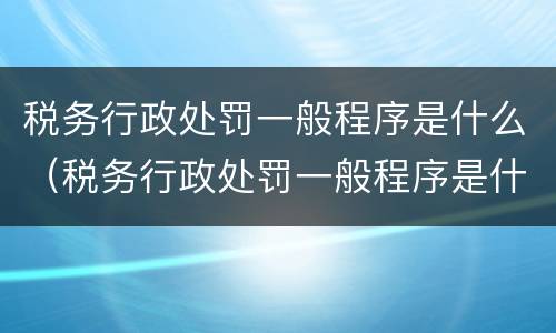 税务行政处罚一般程序是什么（税务行政处罚一般程序是什么样的）