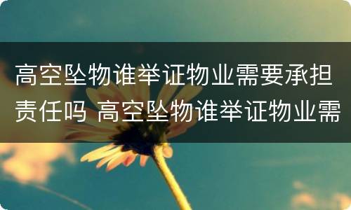 高空坠物谁举证物业需要承担责任吗 高空坠物谁举证物业需要承担责任吗怎么写