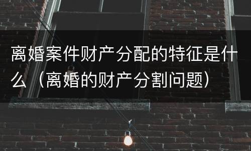 离婚案件财产分配的特征是什么（离婚的财产分割问题）