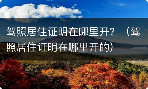 驾照居住证明在哪里开？（驾照居住证明在哪里开的）