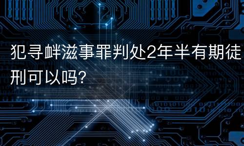 犯寻衅滋事罪判处2年半有期徒刑可以吗？