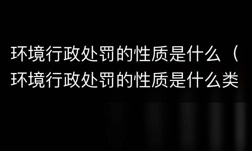 环境行政处罚的性质是什么（环境行政处罚的性质是什么类型）