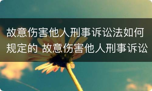 故意伤害他人刑事诉讼法如何规定的 故意伤害他人刑事诉讼法如何规定的