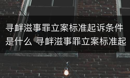 寻衅滋事罪立案标准起诉条件是什么 寻衅滋事罪立案标准起诉条件是什么意思