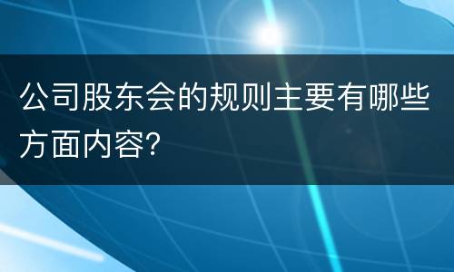 公司股东会的规则主要有哪些方面内容？