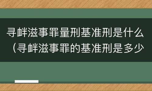 寻衅滋事罪量刑基准刑是什么（寻衅滋事罪的基准刑是多少）