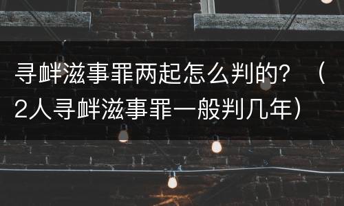 寻衅滋事罪两起怎么判的？（2人寻衅滋事罪一般判几年）