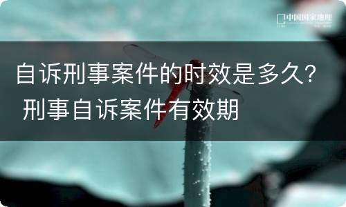 自诉刑事案件的时效是多久？ 刑事自诉案件有效期