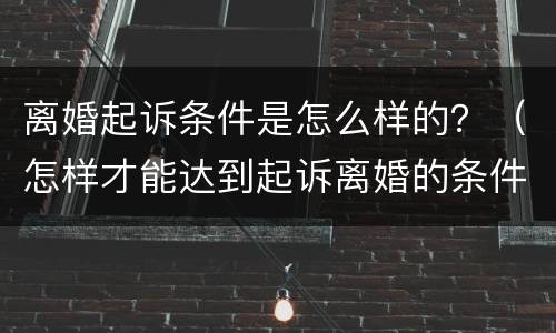 离婚起诉条件是怎么样的？（怎样才能达到起诉离婚的条件）