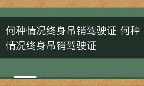 何种情况终身吊销驾驶证 何种情况终身吊销驾驶证