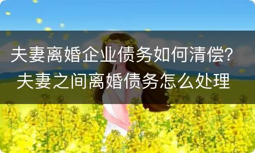 夫妻离婚企业债务如何清偿？ 夫妻之间离婚债务怎么处理