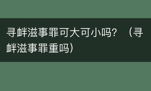 寻衅滋事罪可大可小吗？（寻衅滋事罪重吗）