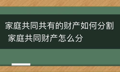 家庭共同共有的财产如何分割 家庭共同财产怎么分