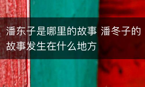 潘东子是哪里的故事 潘冬子的故事发生在什么地方