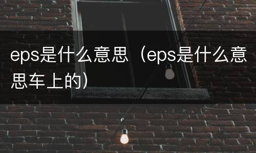 eps是什么意思（eps是什么意思车上的）