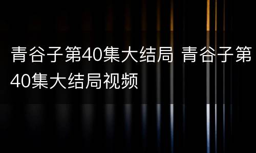 青谷子第40集大结局 青谷子第40集大结局视频