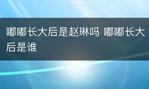 嘟嘟长大后是赵琳吗 嘟嘟长大后是谁