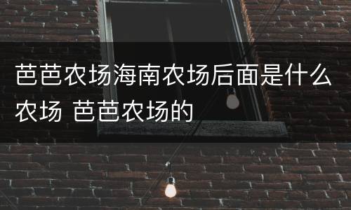 芭芭农场海南农场后面是什么农场 芭芭农场的