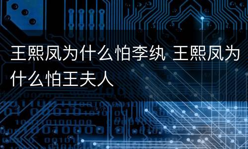 王熙凤为什么怕李纨 王熙凤为什么怕王夫人