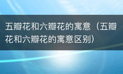 五瓣花和六瓣花的寓意（五瓣花和六瓣花的寓意区别）