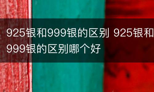 925银和999银的区别 925银和999银的区别哪个好