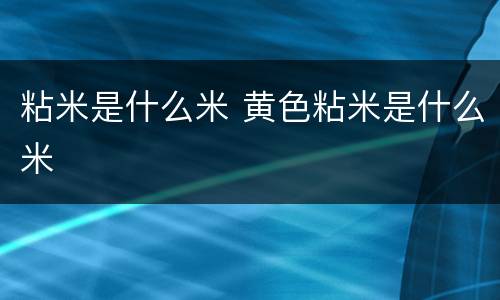 粘米是什么米 黄色粘米是什么米