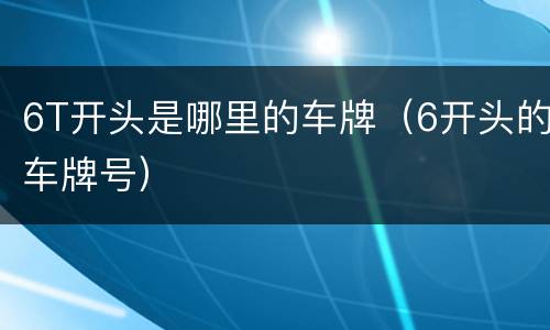 6T开头是哪里的车牌（6开头的车牌号）