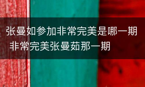 张曼如参加非常完美是哪一期 非常完美张曼茹那一期