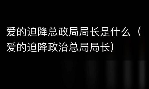 爱的迫降总政局局长是什么（爱的迫降政治总局局长）