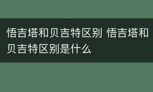 悟吉塔和贝吉特区别 悟吉塔和贝吉特区别是什么