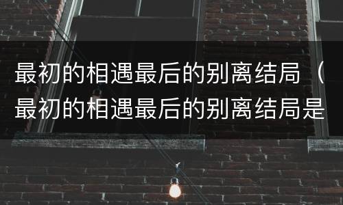 最初的相遇最后的别离结局（最初的相遇最后的别离结局是he）