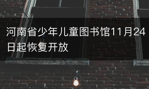 河南省少年儿童图书馆11月24日起恢复开放