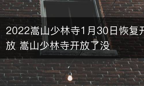 2022嵩山少林寺1月30日恢复开放 嵩山少林寺开放了没