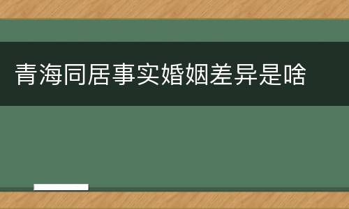 青海同居事实婚姻差异是啥