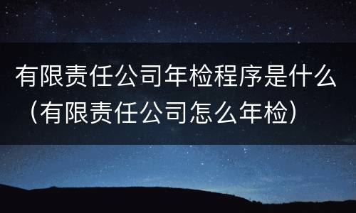 有限责任公司年检程序是什么（有限责任公司怎么年检）