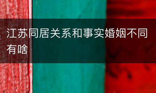 江苏同居关系和事实婚姻不同有啥