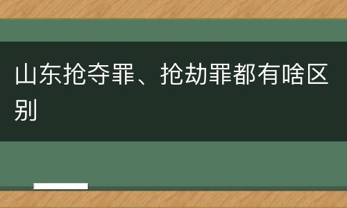 山东抢夺罪、抢劫罪都有啥区别