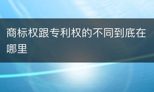 商标权跟专利权的不同到底在哪里