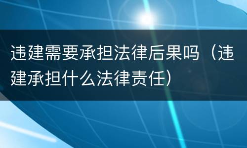 违建需要承担法律后果吗（违建承担什么法律责任）